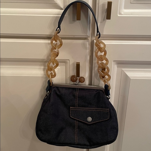 Weekend Max Mara Pasticcino denim shoulder bag EUC - Picture 10 of 11